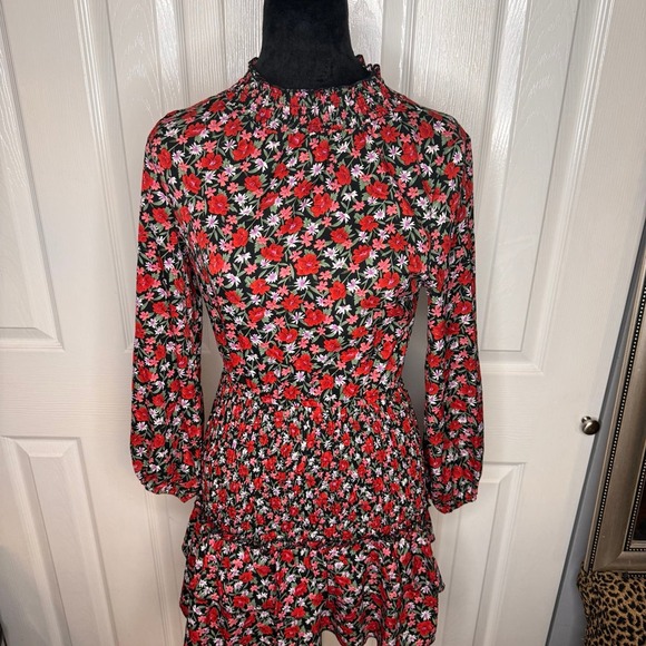 Womens Outrageous Fortune SZ 0 Floral long sleeve Dress-red, black, white - Picture 1 of 10